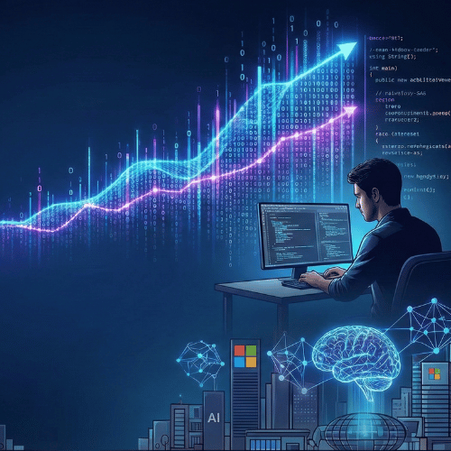 Miniatura da postagem 'Por que 30% do código da Microsoft já é feito por IA (e o que isso diz sobre o futuro da sua empresa)' do Blog da K2M Soluções.